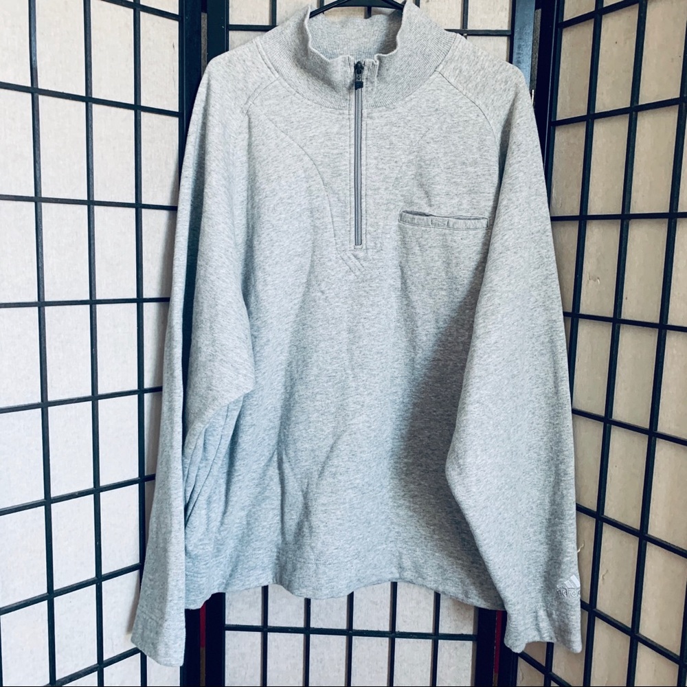 Adidas VTG 2000’s grey 1/4 zip pullover back logo - Picture 1 of 10